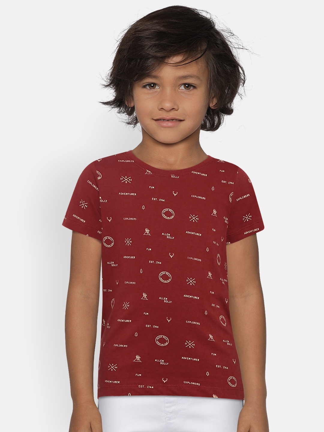

Allen Solly Junior Boys Maroon Printed Round Neck T-shirt