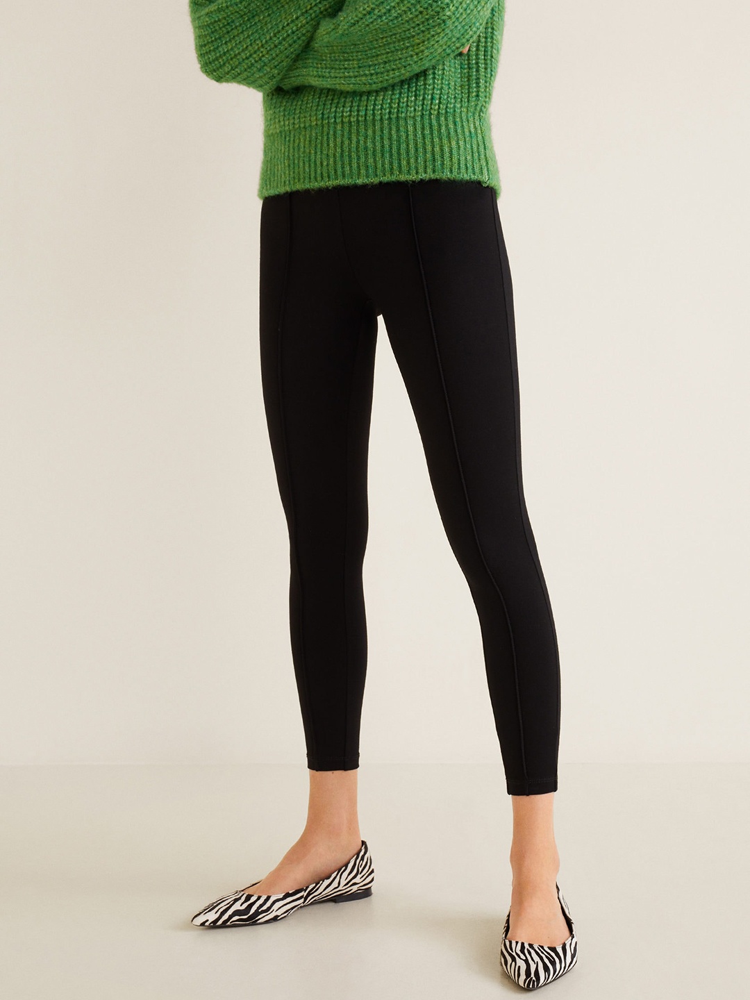 

MANGO Women Black Solid Treggings