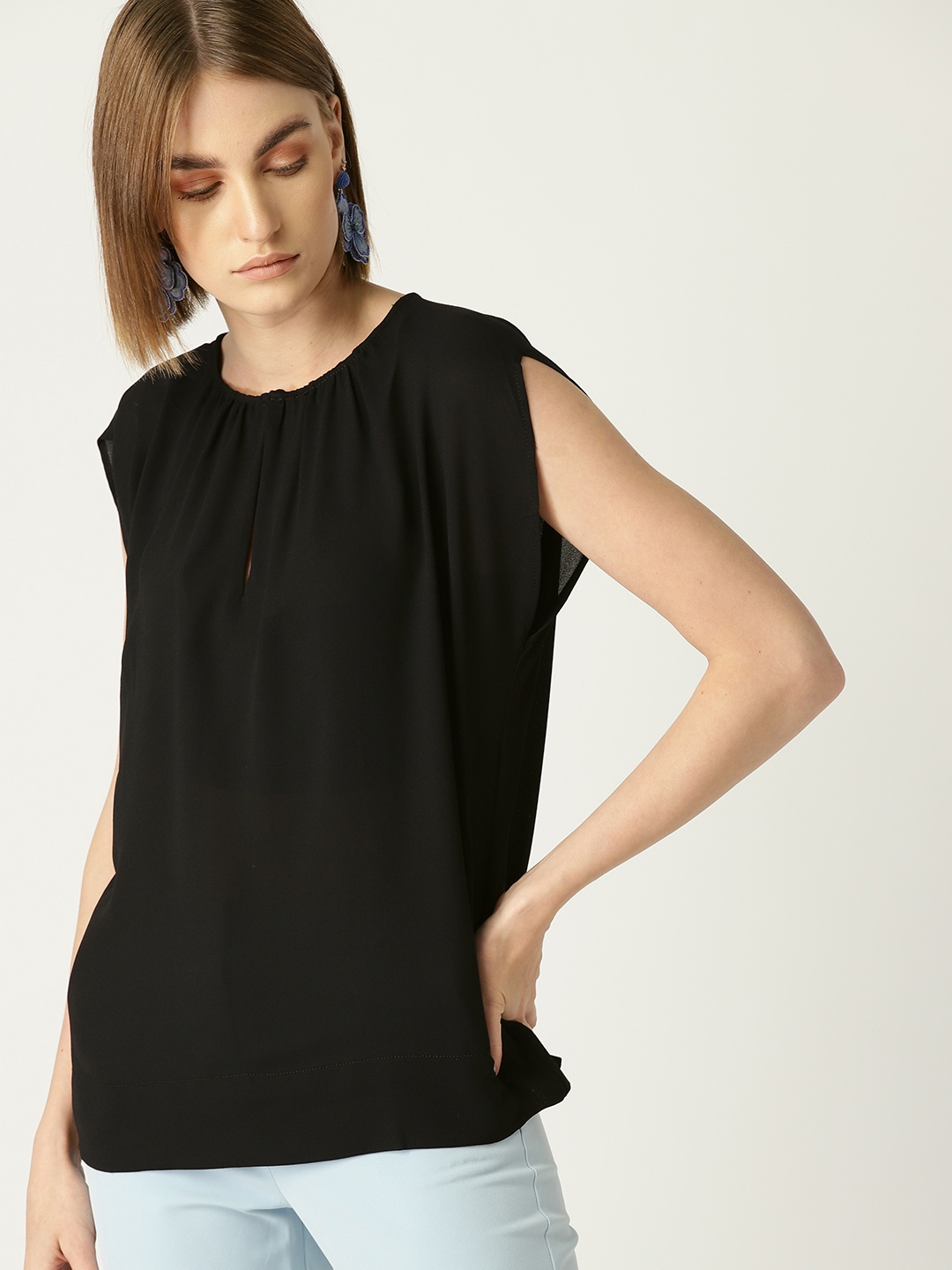 

MANGO Women Black Solid Top