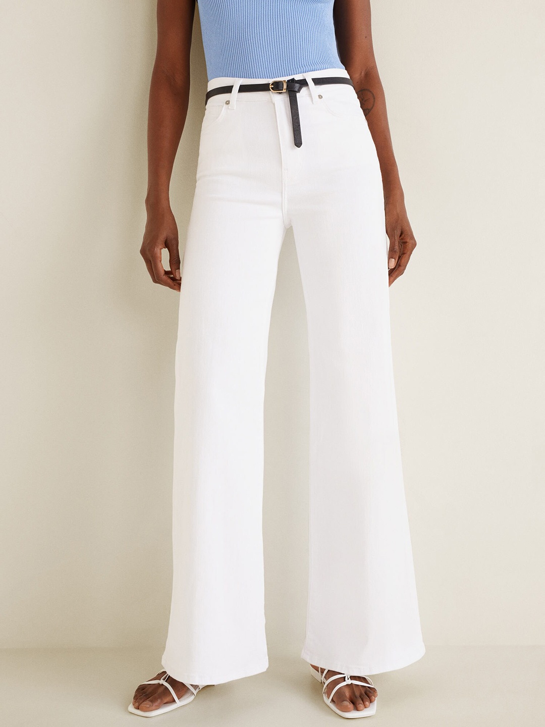 

MANGO Women White Regular Fit High-Rise Clean Look Stretchable Jeans