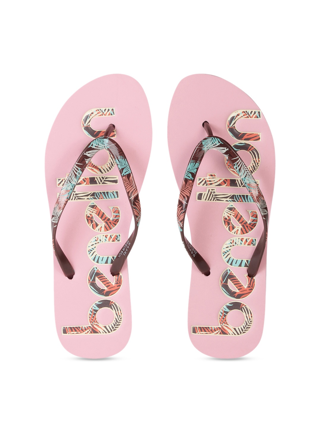 

United Colors of Benetton Women Pink & Maroon Printed Thong Flip-Flops