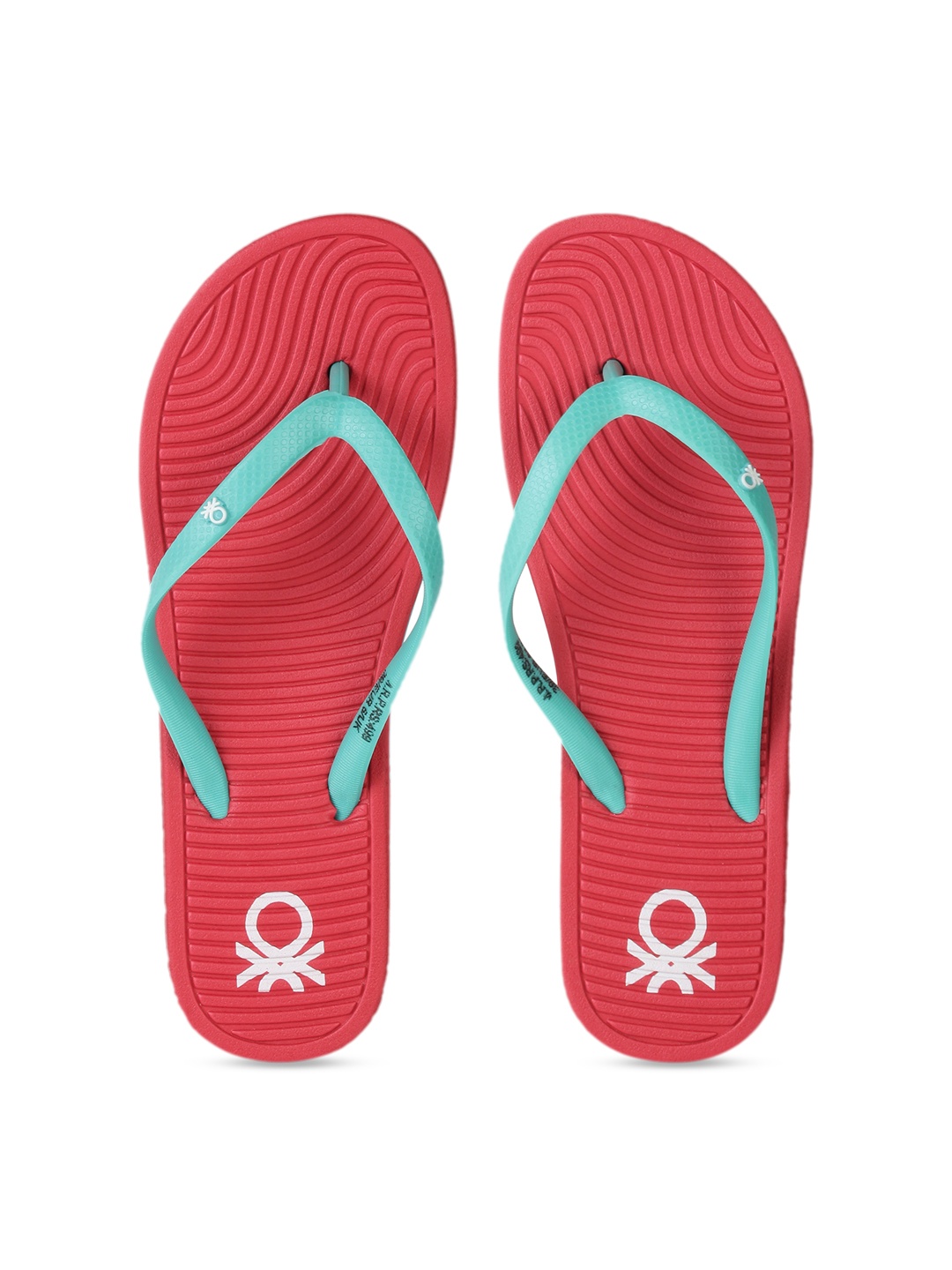 

United Colors of Benetton Women Blue & Red Self Design Thong Flip-Flops