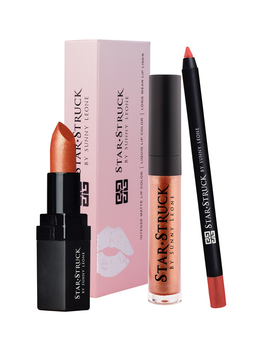 

STARSTRUCK BY SUNNY LEONE Stardust 3PC Lipkit (Lipstick + Lip Gloss + Lip Liner), Copper