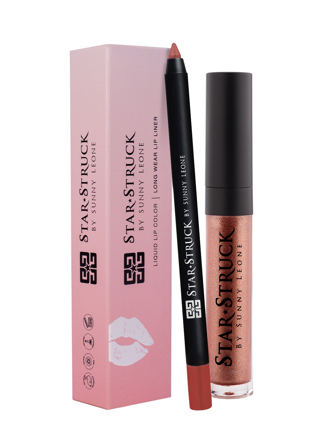 

STARSTRUCK BY SUNNY LEONE Women Bronze Beauty 2Pc LipKit Lip Gloss Lip Liner, Copper