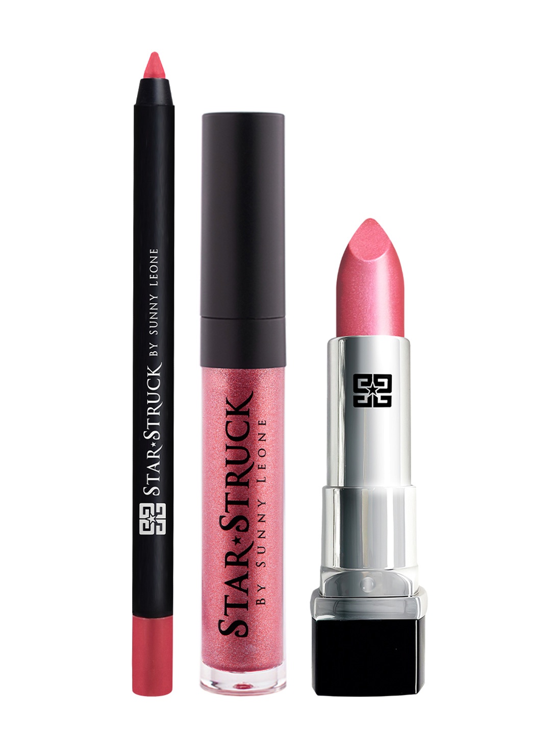 

STARSTRUCK BY SUNNY LEONE Women 3PC Berry Glimmer Lip Kit, Pink