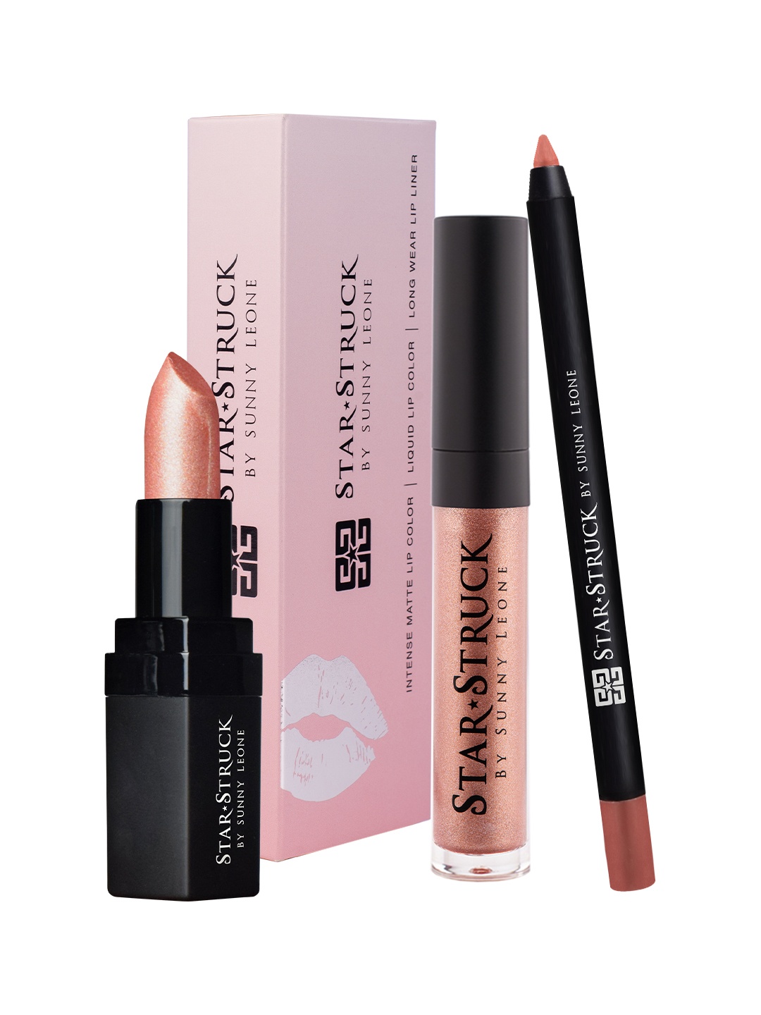 

STARSTRUCK BY SUNNY LEONE Champagne Sparkle 3PC Lipkit Lipstick + Lip Gloss + Lip Liner, Nude