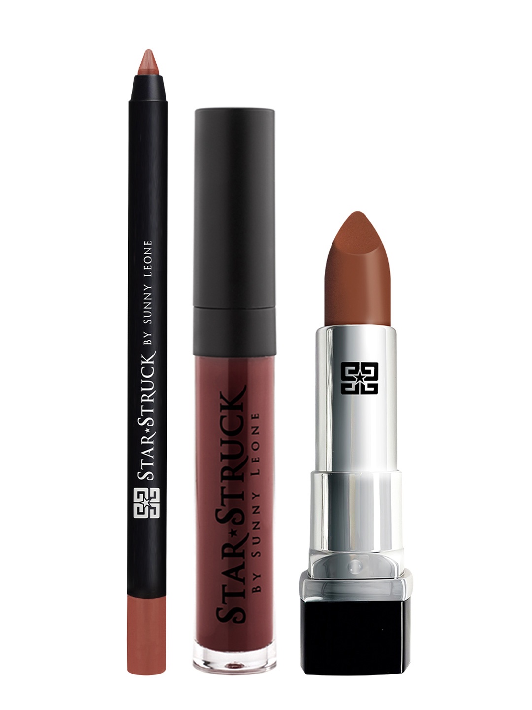 

STARSTRUCK BY SUNNY LEONE Cinnamon 3PC Lipkit (Lipstick + Lip Gloss + Lip Liner), Brown