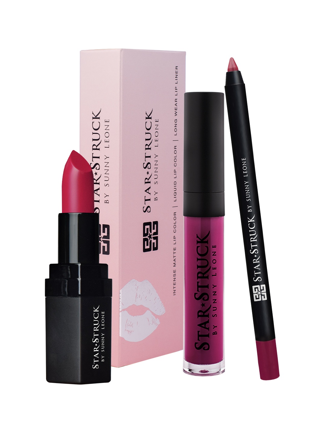 

STARSTRUCK BY SUNNY LEONE Rooberry 3PC Lipkit (Lipstick + Lip Gloss + Lip Liner), Pink