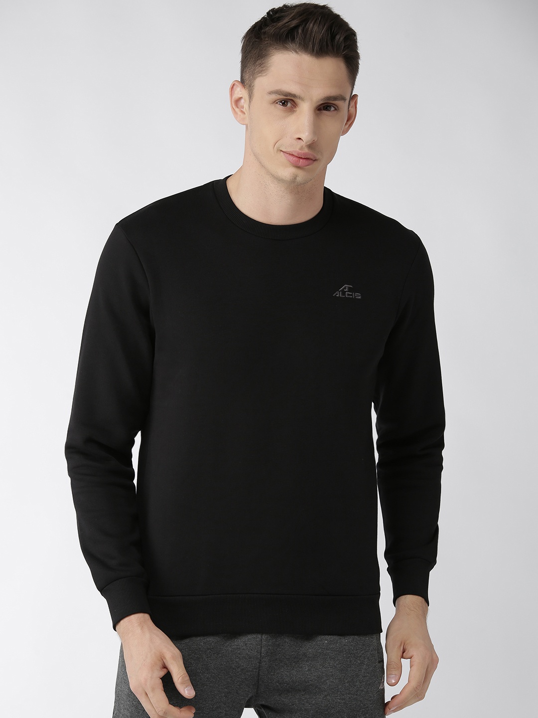

Alcis Men Black Solid Sweatshirt
