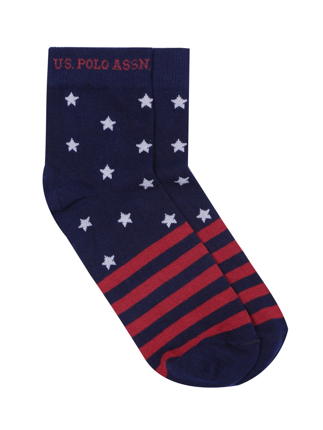 

U.S. Polo Assn. Men Navy Blue Patterned Above Ankle Length Socks