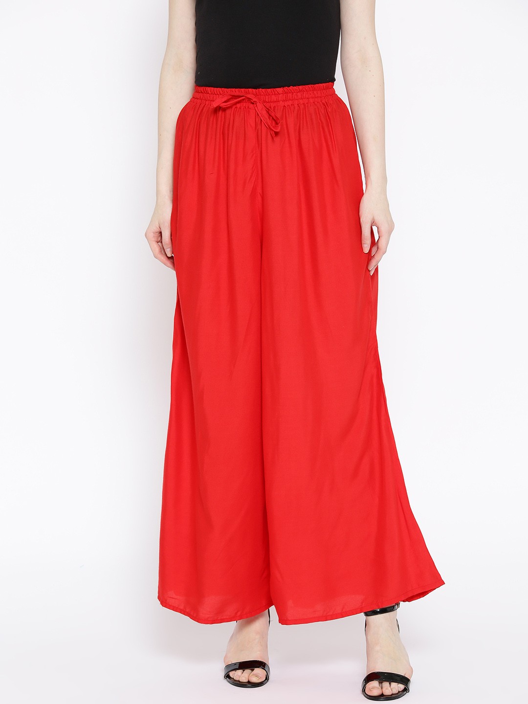 

Vastraa Fusion Women Red Solid Wide Leg Palazzos