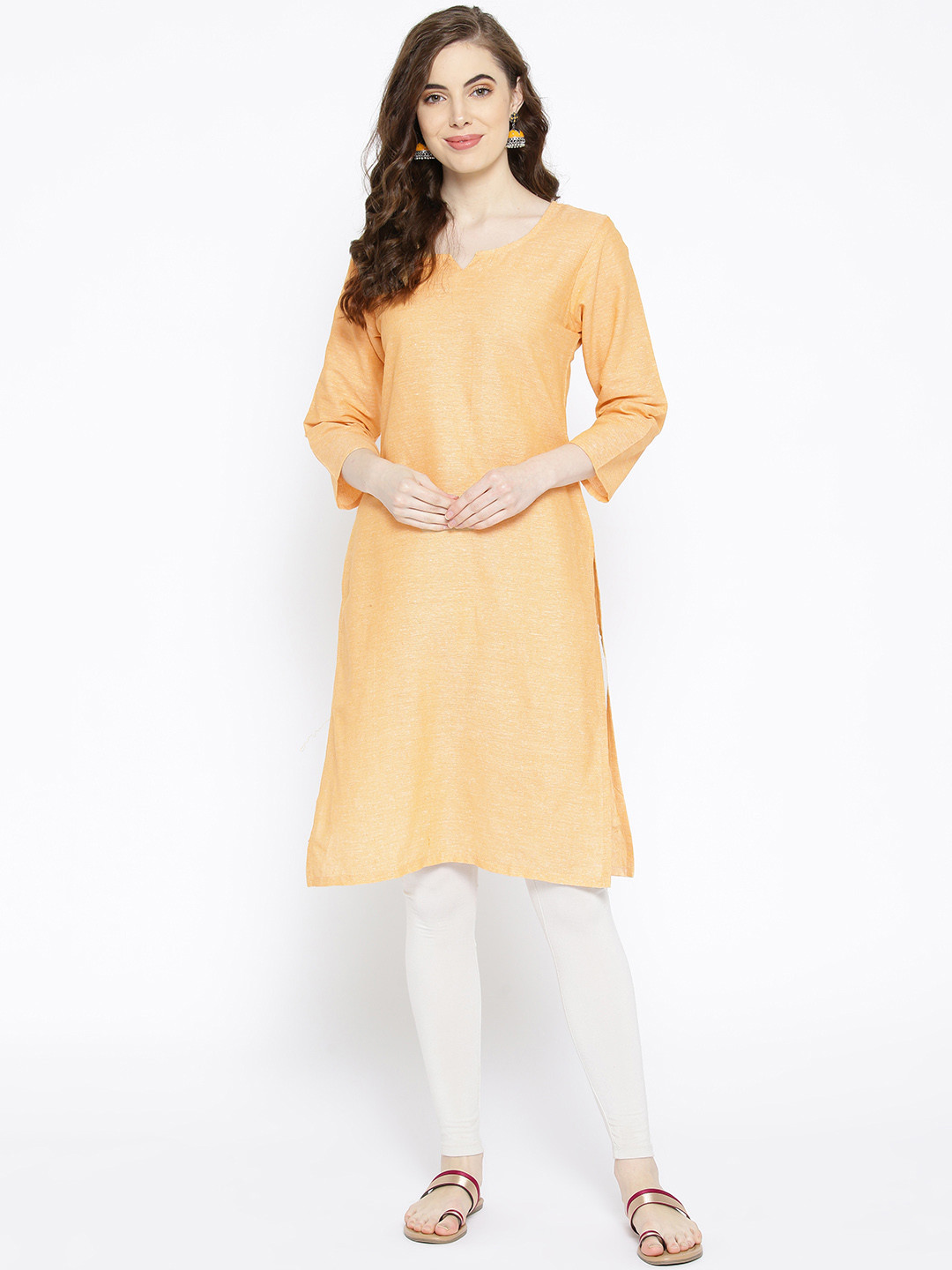 

Vastraa Fusion Women Beige Self-Design Straight Kurta