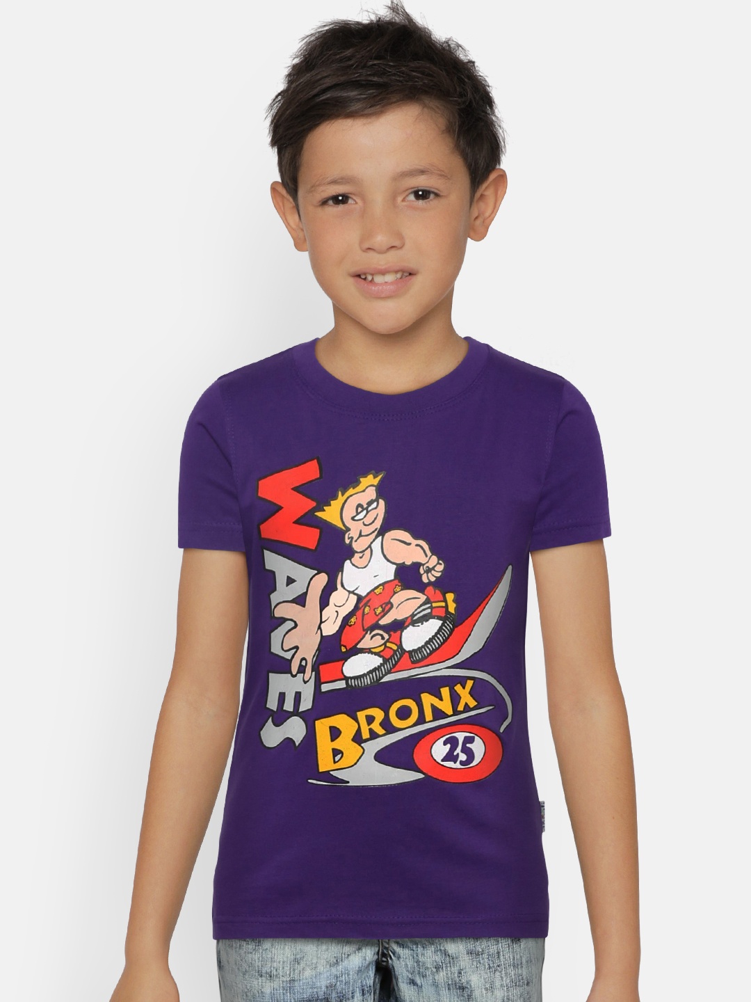 

dongli Boys Purple Printed T-shirt