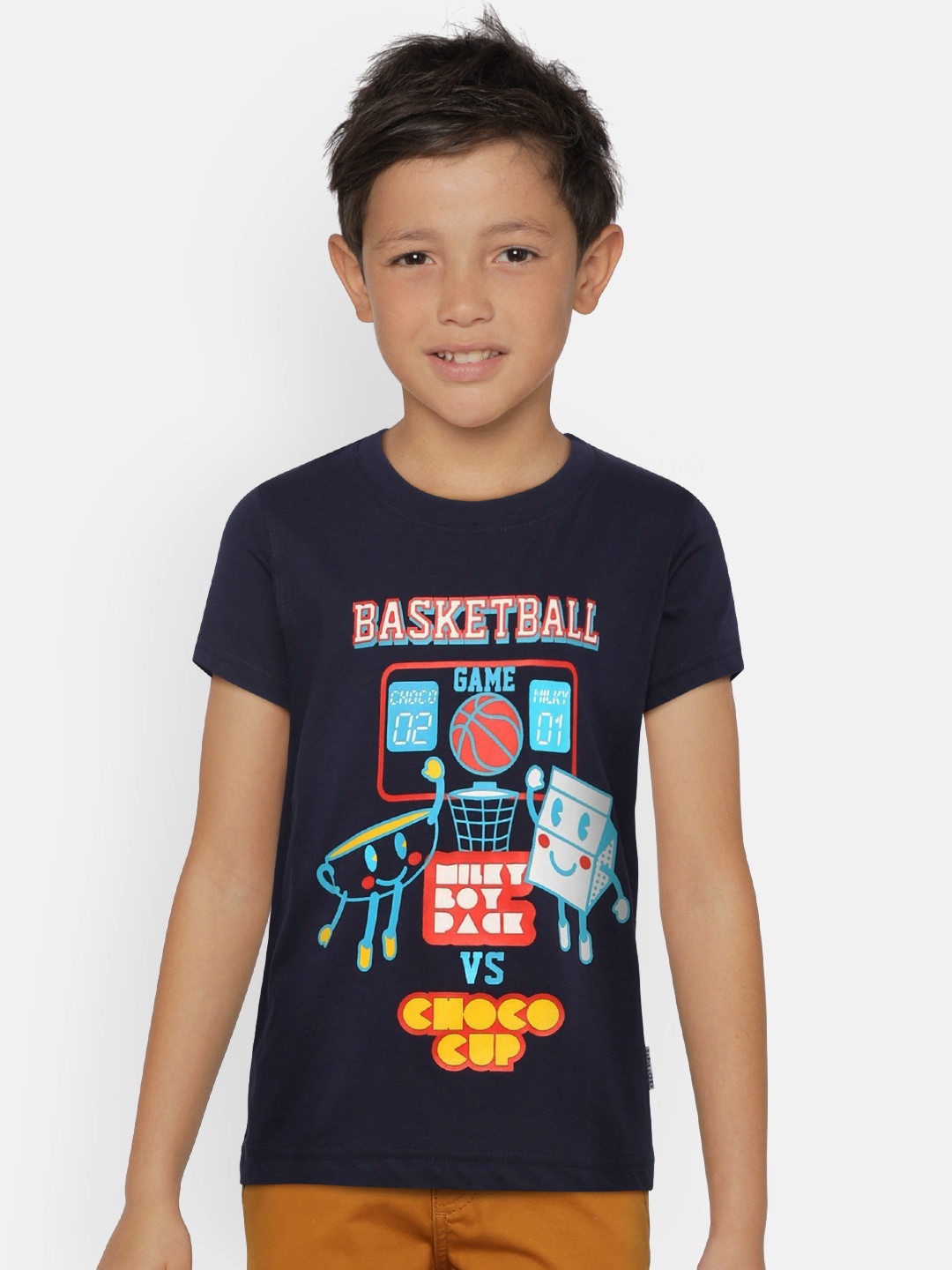 

dongli Boys Navy Blue Printed T-shirt