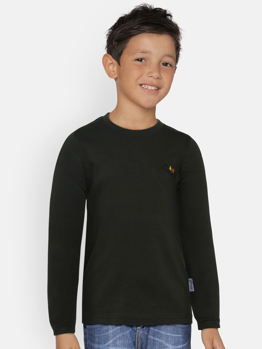 

dongli Boys Grey Solid Round Neck T-shirt