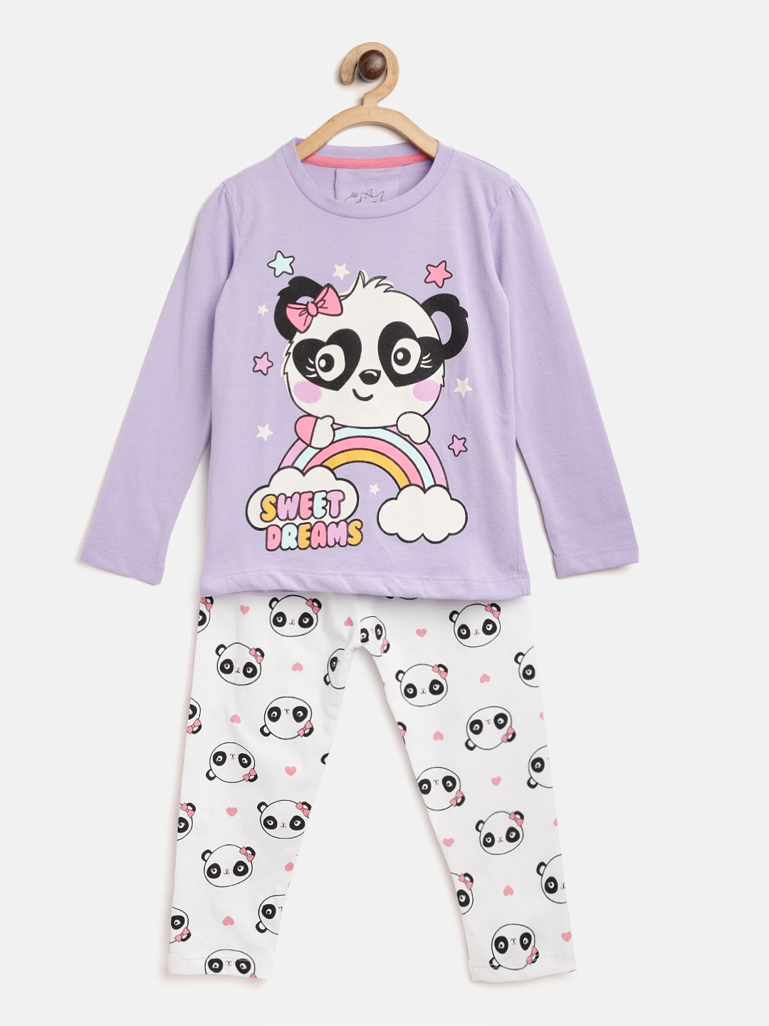 

Lazy Shark Girls Lavender & White Printed Night Suit LSTF0186-78