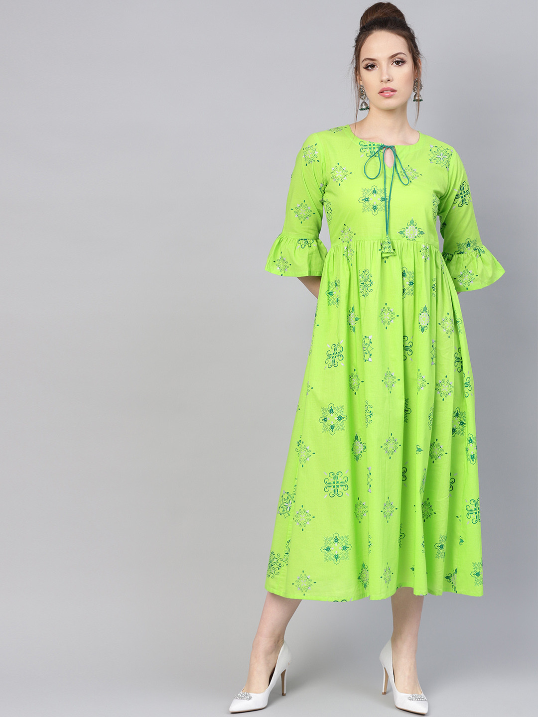 

Libas Women Green Printed Maxi Dress