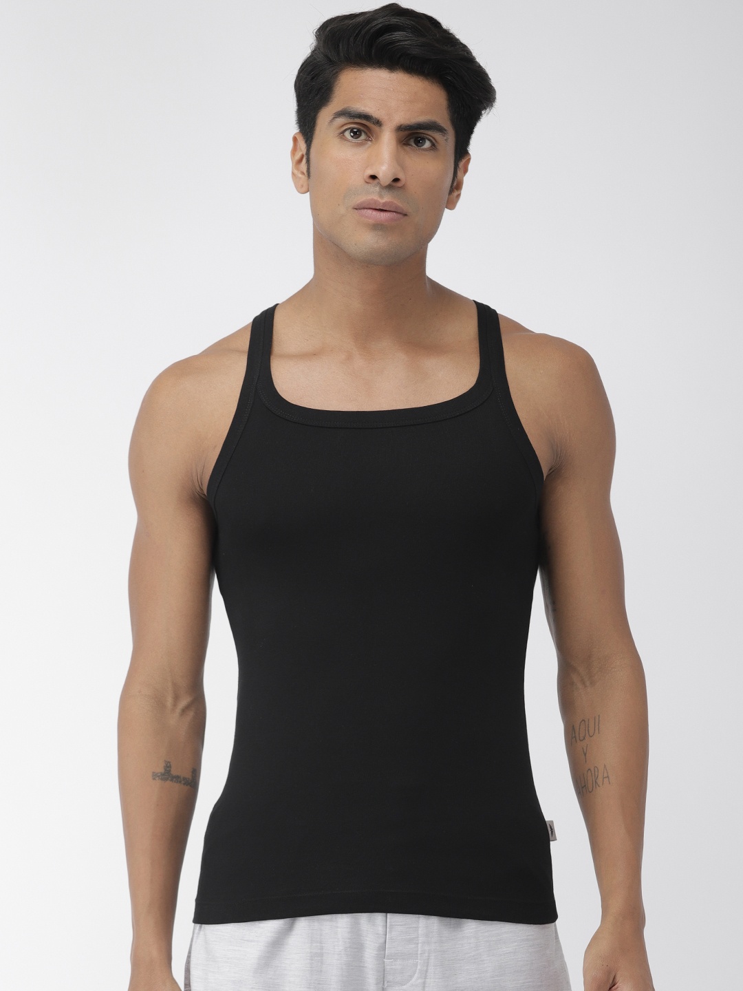 

Park Avenue Men Black Solid Innerwear Vest PZVR00055-K6