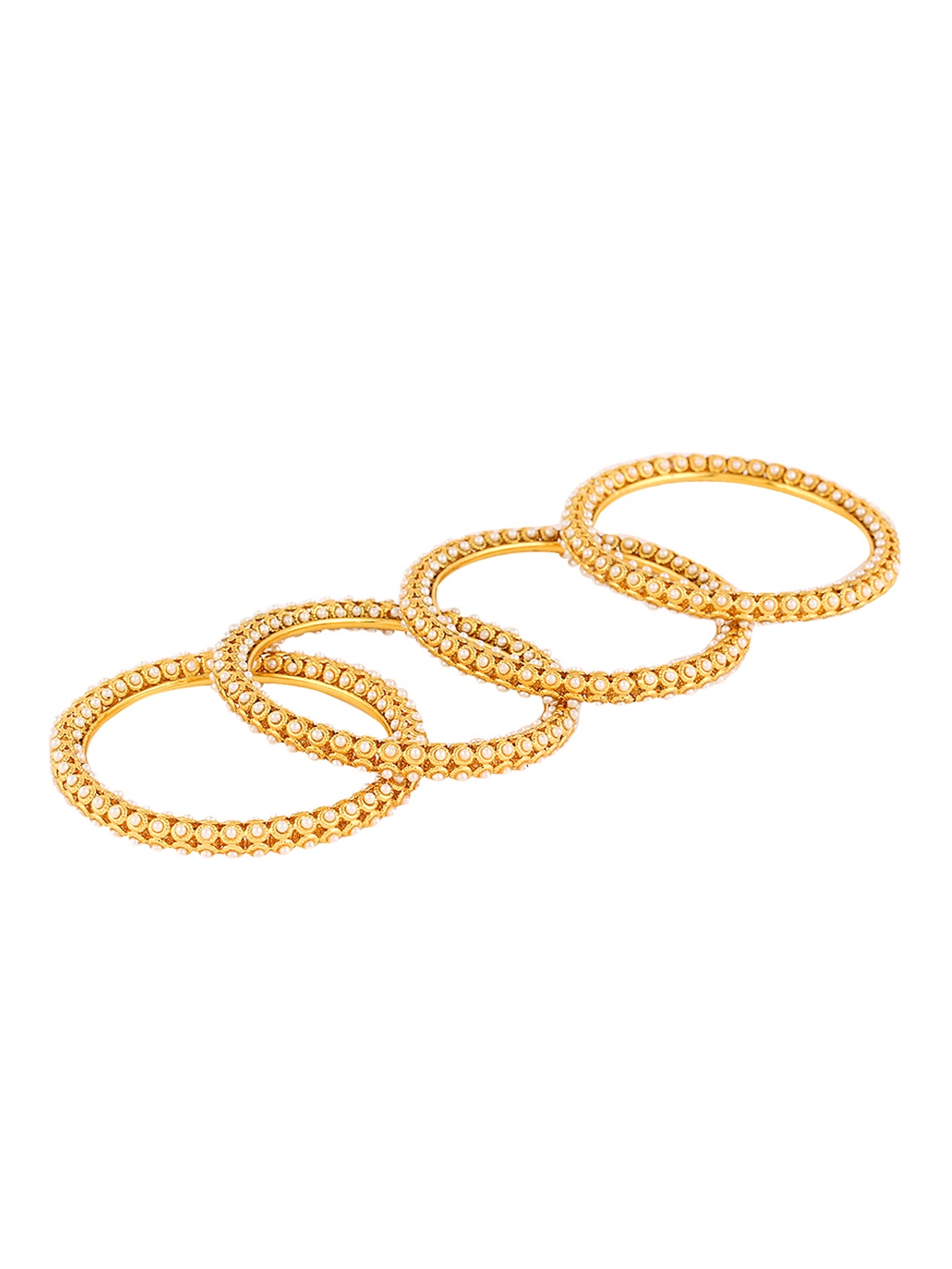 

Adwitiya Collection Set of 4 24KT Gold-Plated Stone-Studded Bangles
