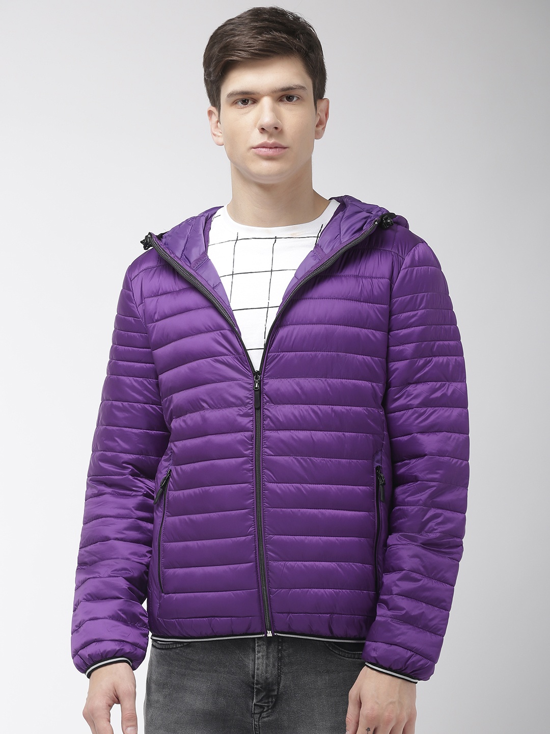 

Celio Men Purple Solid Lightweight Padded Jacket