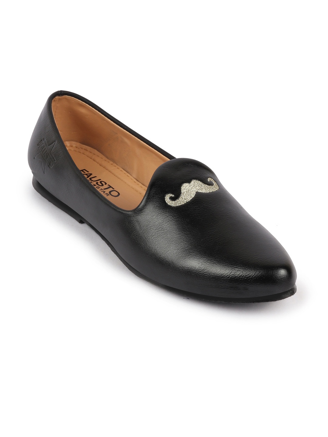 

FAUSTO Men Black Leather Mojaris