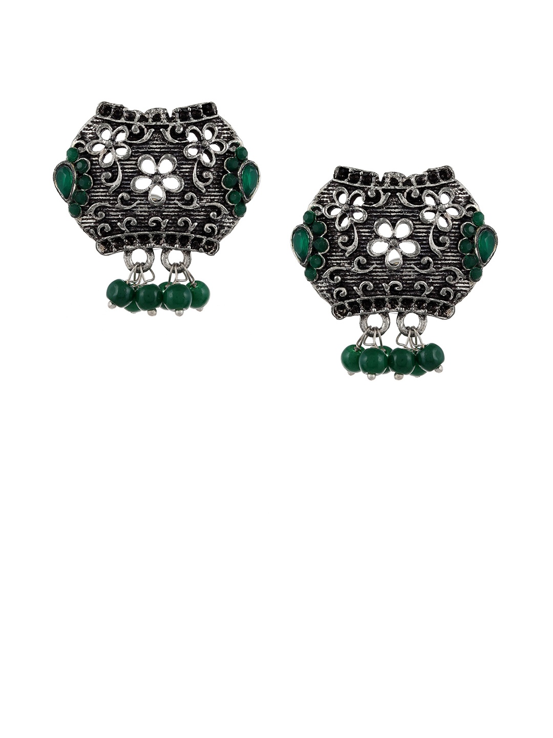 

Silvermerc Designs Silver-Plated Oxidised Circular Drop Earrings