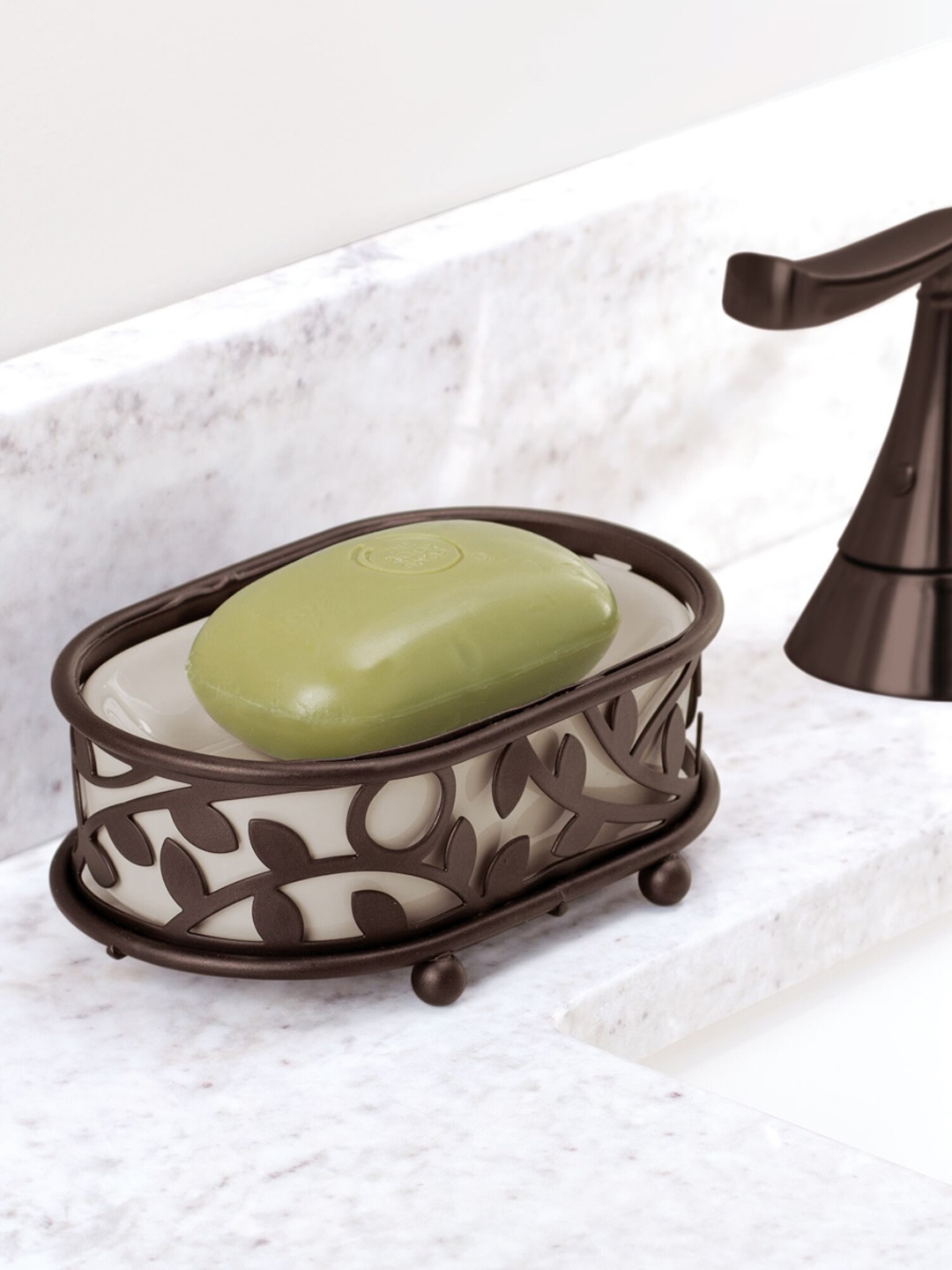 

INTERDESIGN Brown Ceramic, Steel & Bronze Soap Dish