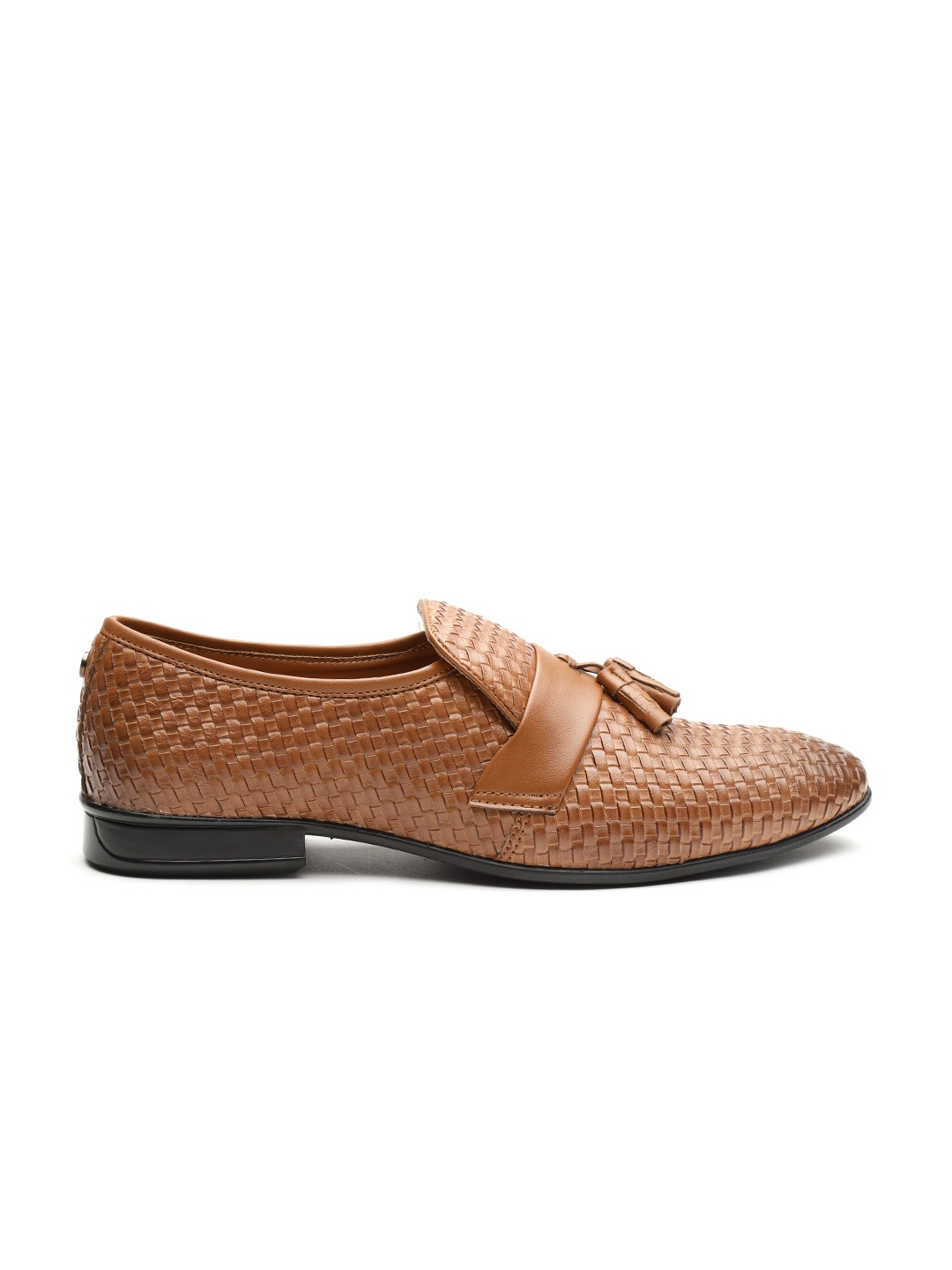 

Carlton London Men Tan Brown Basketweave Textured Semiformal Slip-Ons