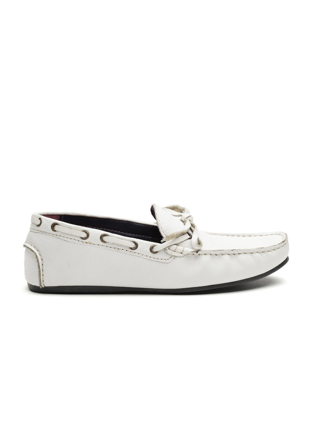 

Carlton London Men White Leather Boat Shoes