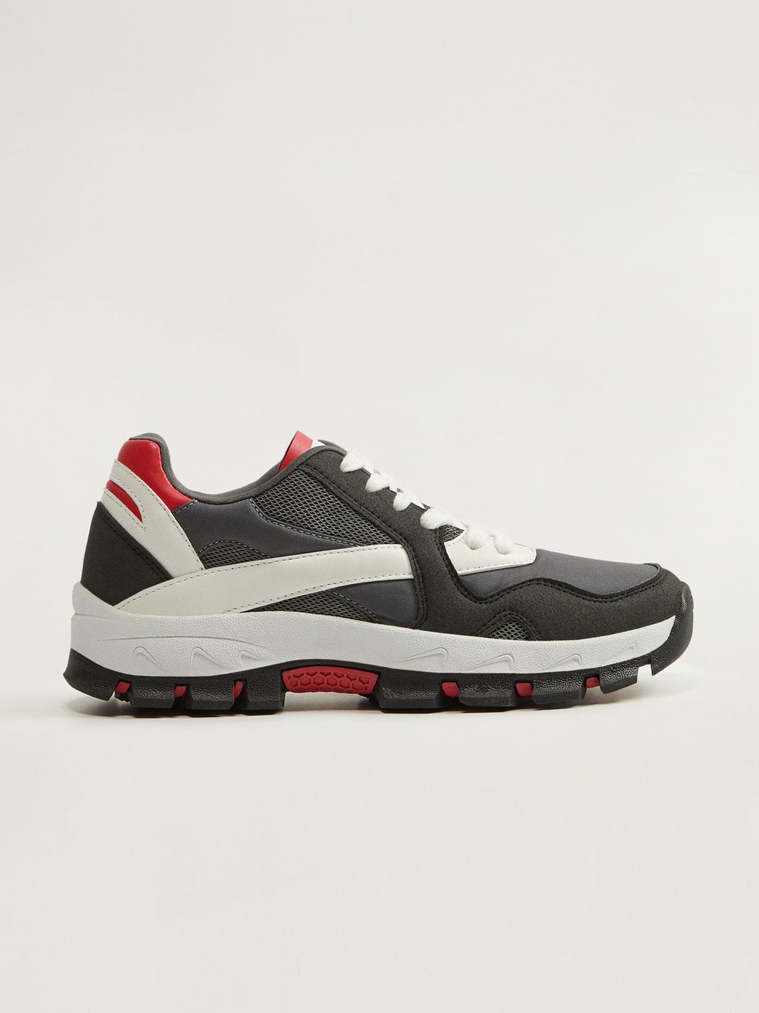 

MANGO Women Charcoal Grey & White Colourblocked Sneakers