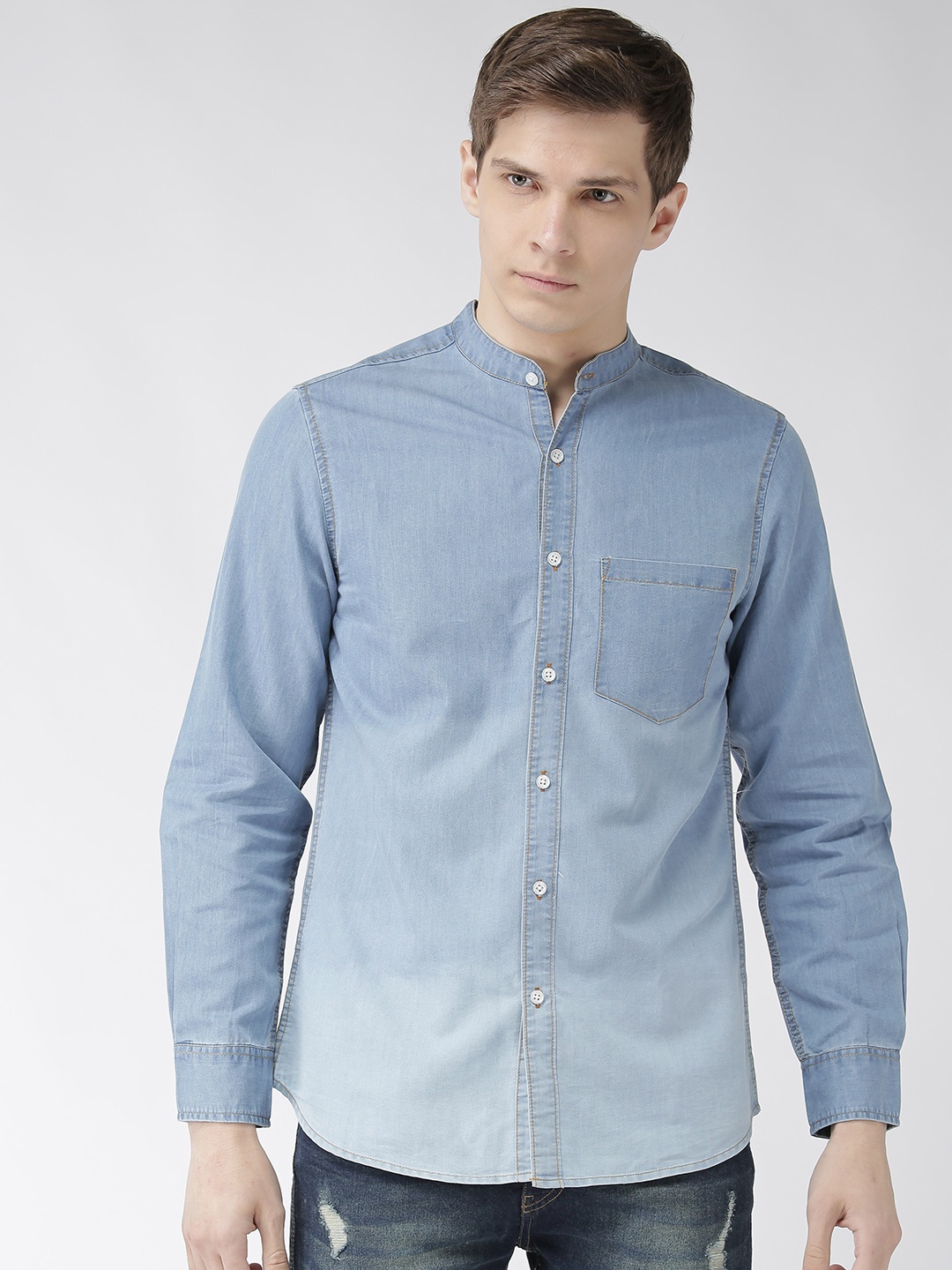 

Hubberholme Men Blue Regular Fit Faded Denim Casual Shirt