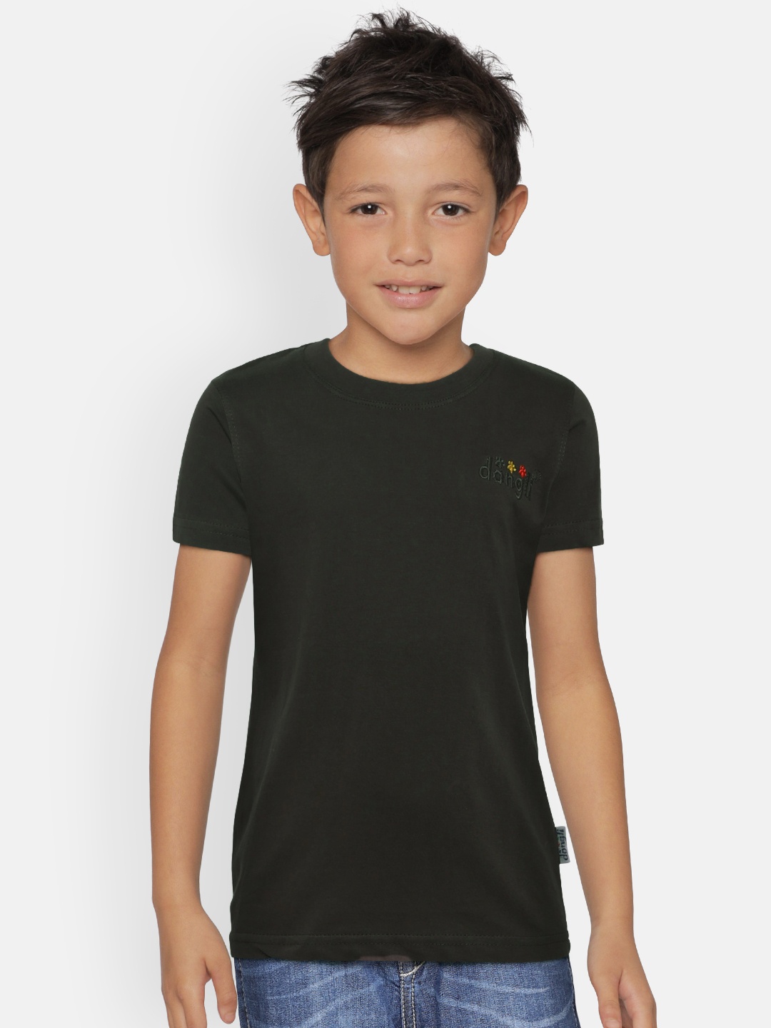 

dongli Boys Grey Solid Round Neck T-shirt