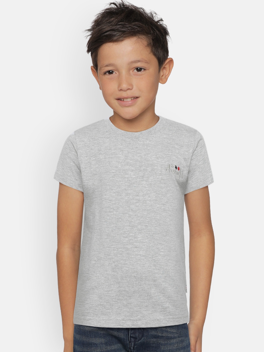 

dongli Boys Grey Solid T-shirt