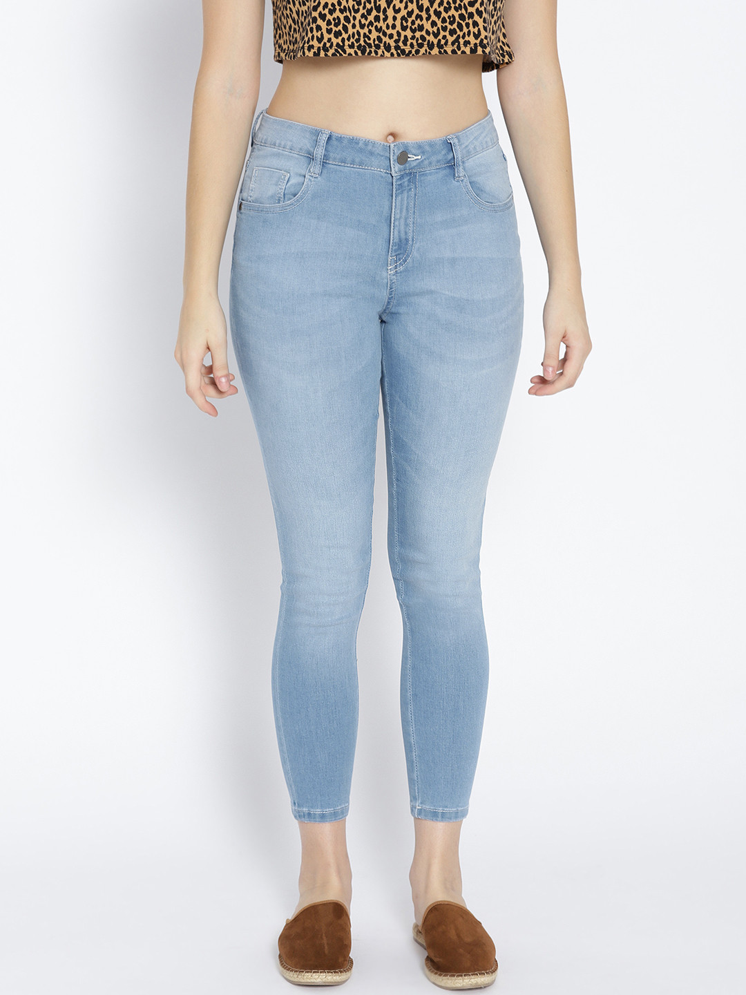 

DressBerry Women Blue Skinny Fit Mid-Rise Clean Look Cropped Stretchable Jeans