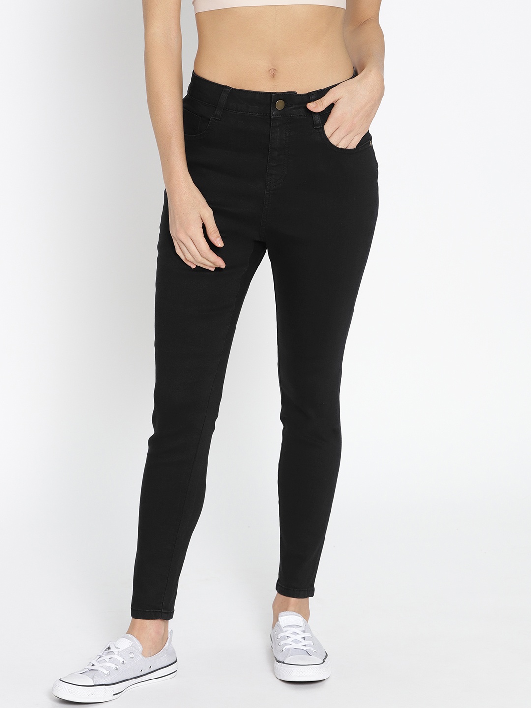 

DressBerry Women Black Skinny Fit Mid-Rise Clean Look Stretchable Jeans