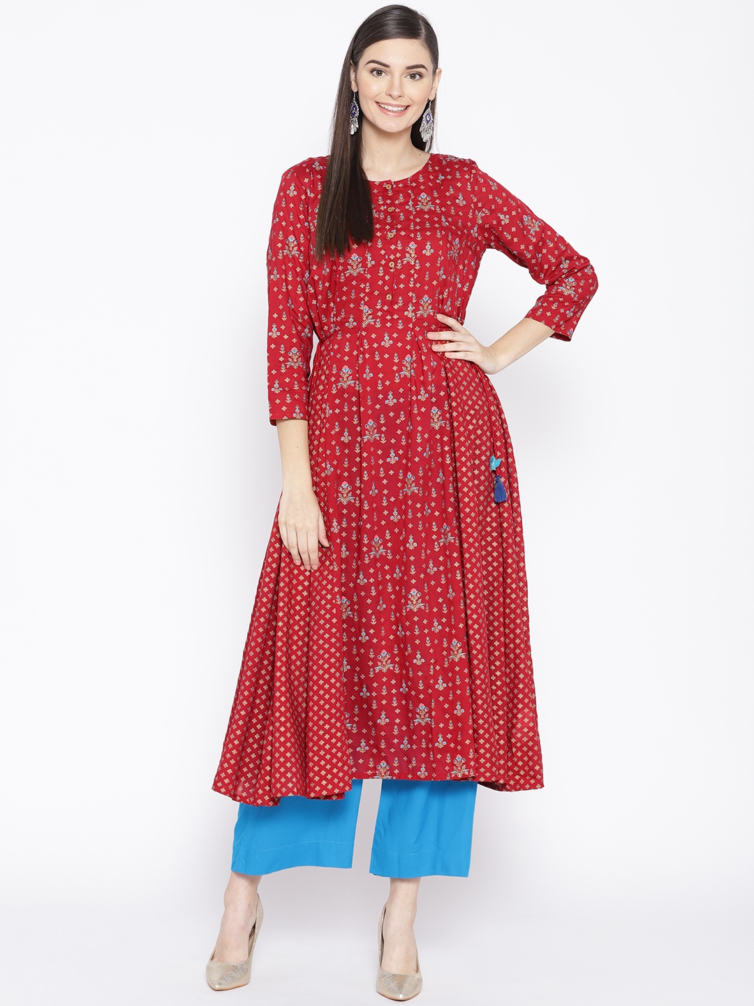 

Global Desi Women Red & Golden Printed Anarkali Kurta