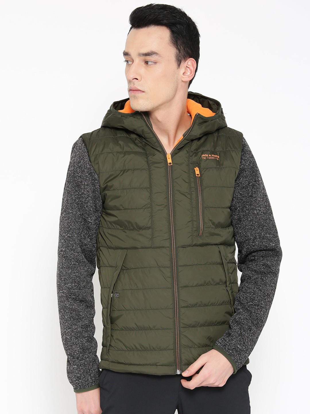 

Jack & Jones Men Olive Green Solid Hooded Padded Jacket
