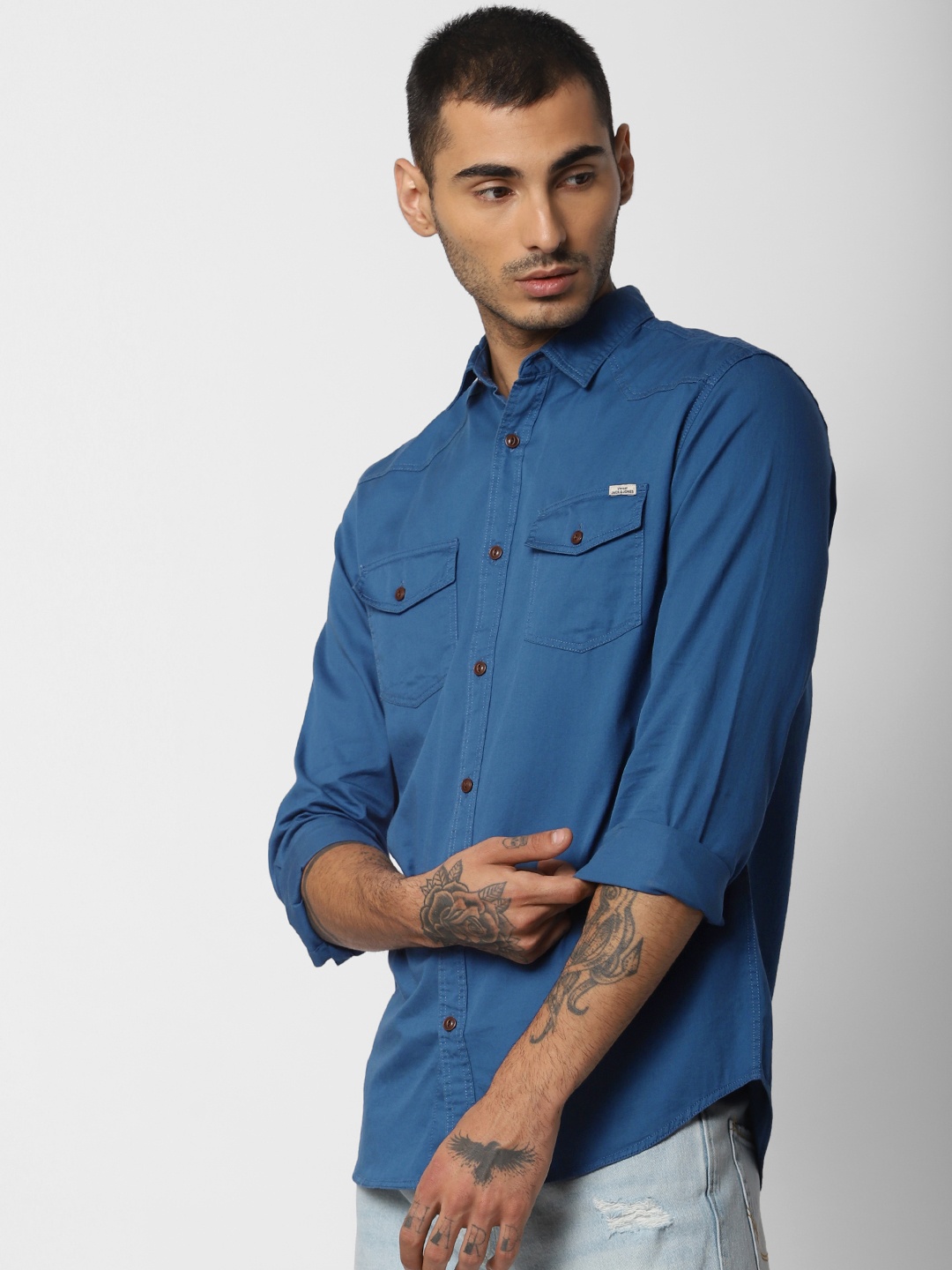 

Jack & Jones Men Blue Regular Fit Solid Casual Shirt