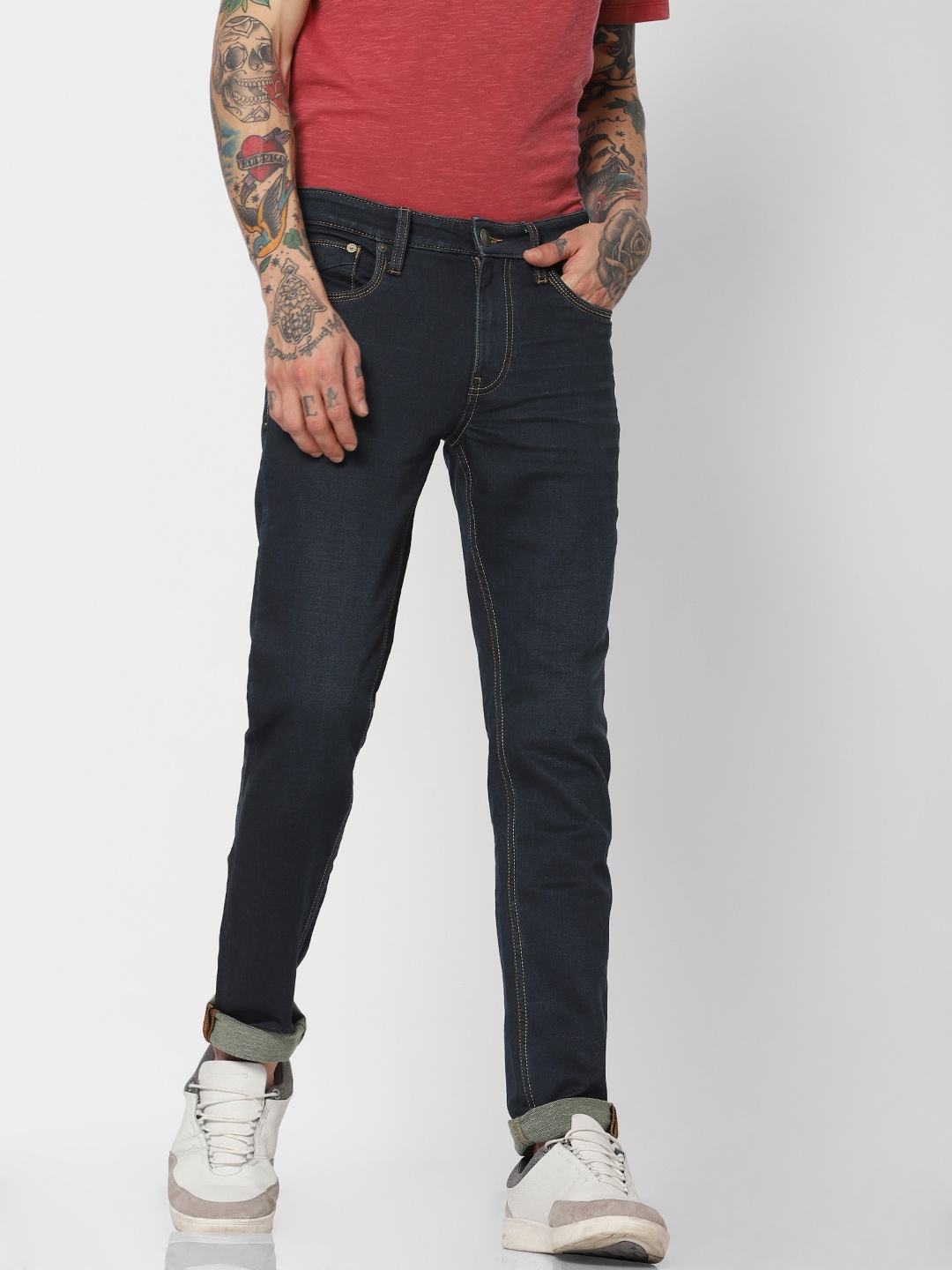 

Jack & Jones Men Blue Ben Skinny Fit Low-Rise Clean Look Jeans