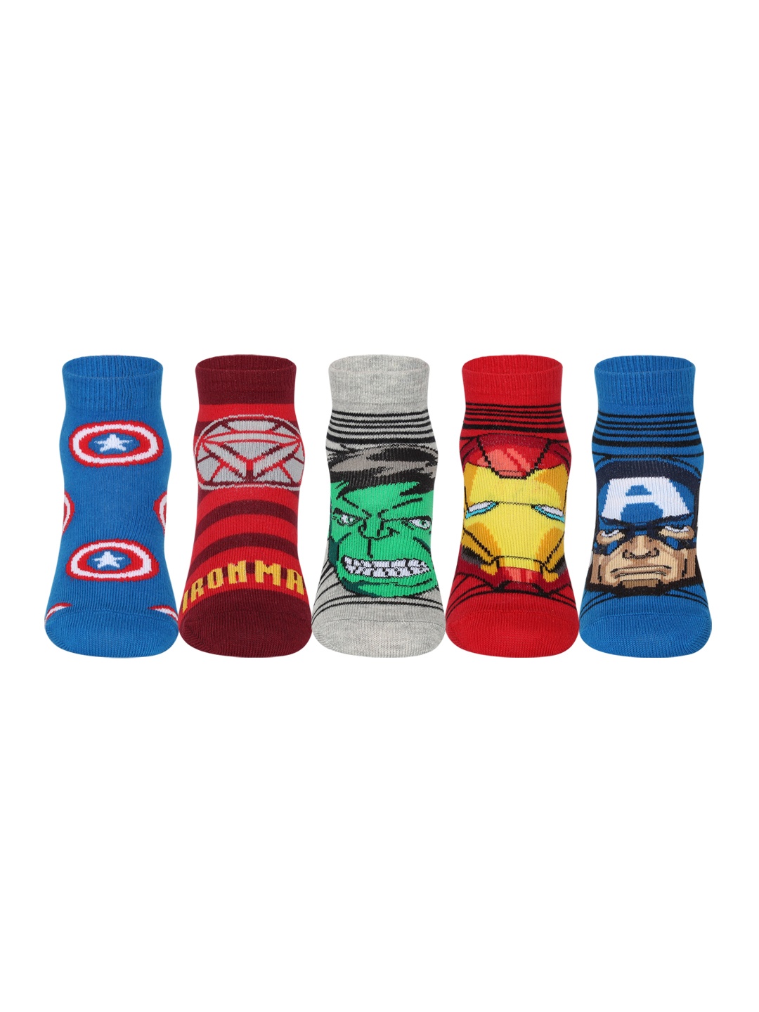 Supersox Kids Pack of 5 Assorted Avengers Printed Ankle-Length Socks