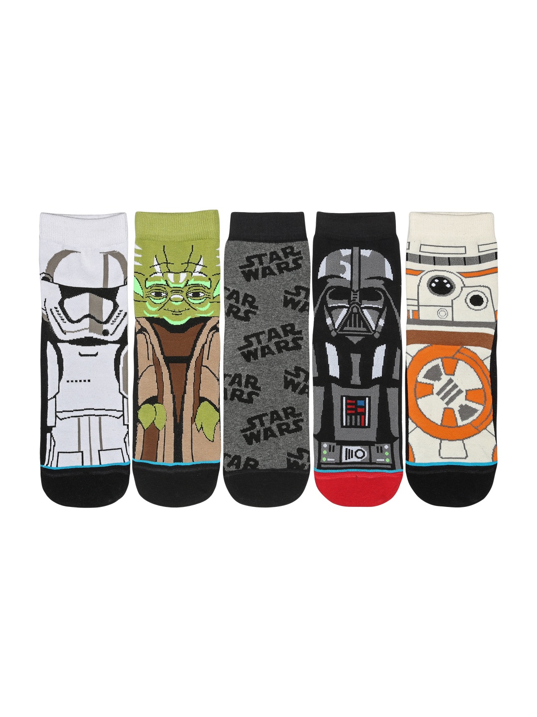

Supersox Men Pack of 5 Assorted Star Wars Printed Ankle-Length Socks