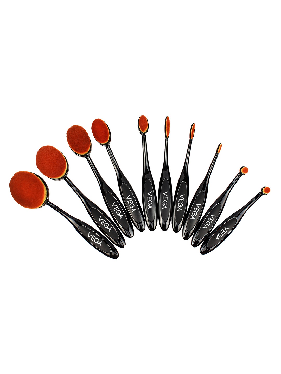 

VEGA Set of 10 Pro-Ez Professional Make-Up Brushes MBS-10, Black