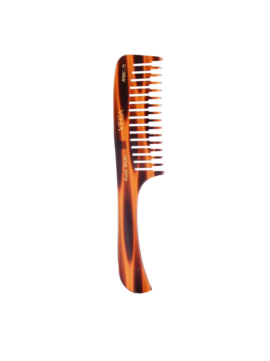 

VEGA Tortoise Shell Pattern Large Sized Step Grooming Handmade Hair Comb HMC-75, Brown