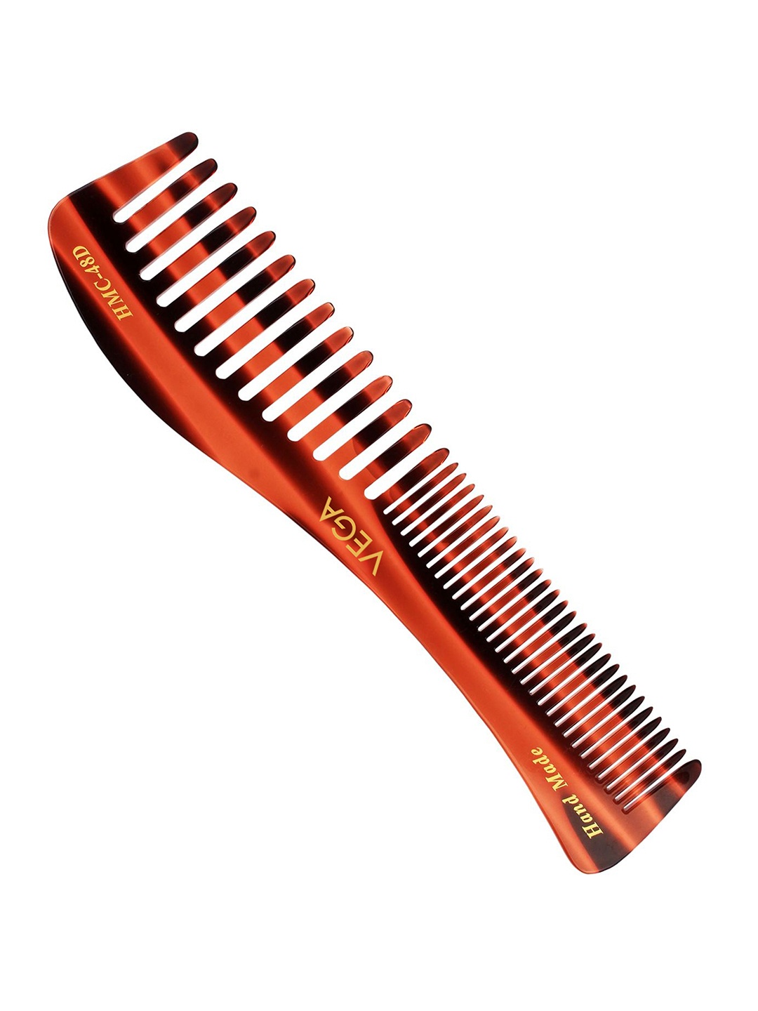 

VEGA Tortoise Shell Pattern Wide & Coarse Tooth Shampoo Hair Comb HMC-48D, Orange