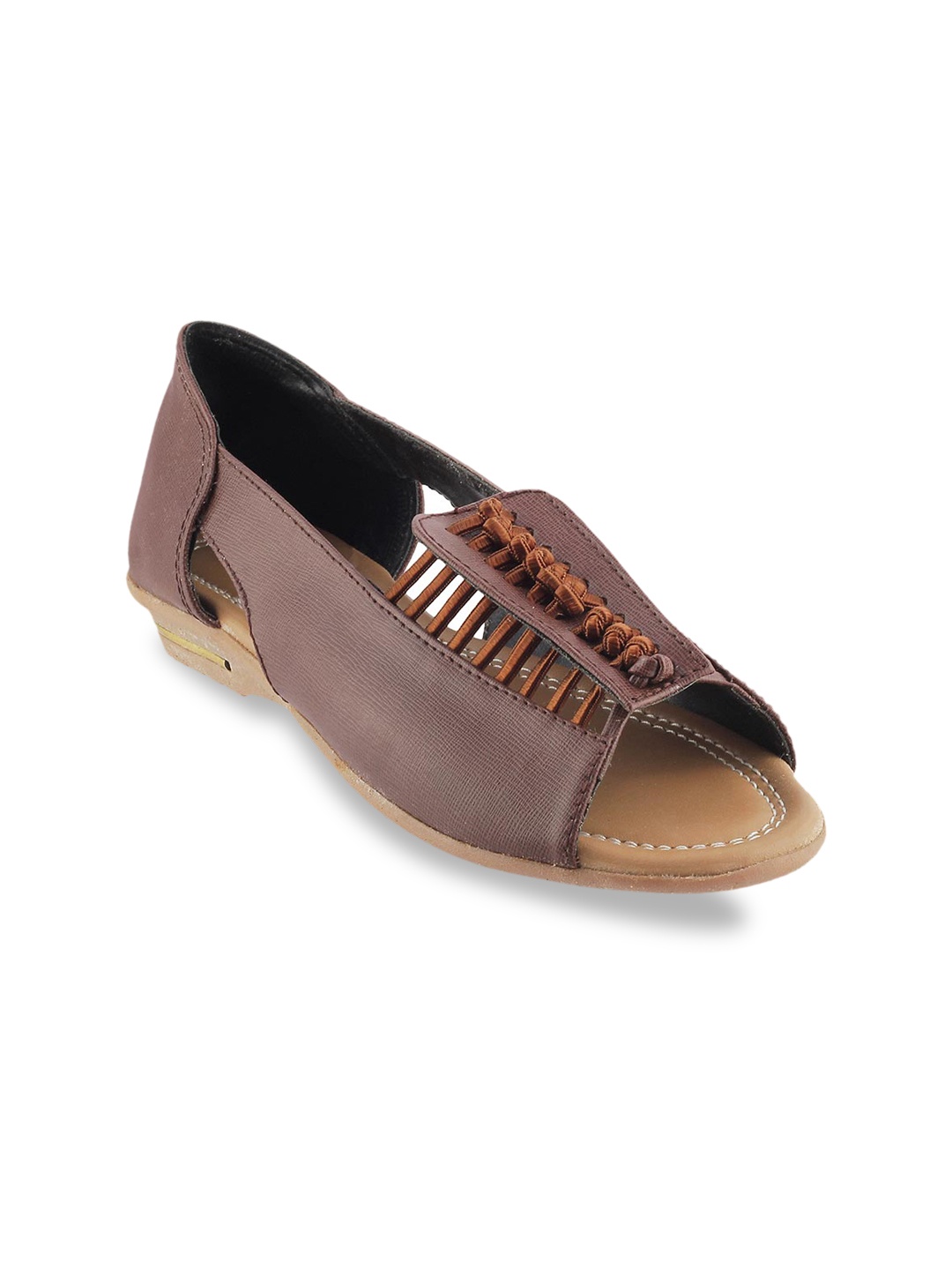 

WALKWAY by Metro Women Brown Solid Open Toe Flats