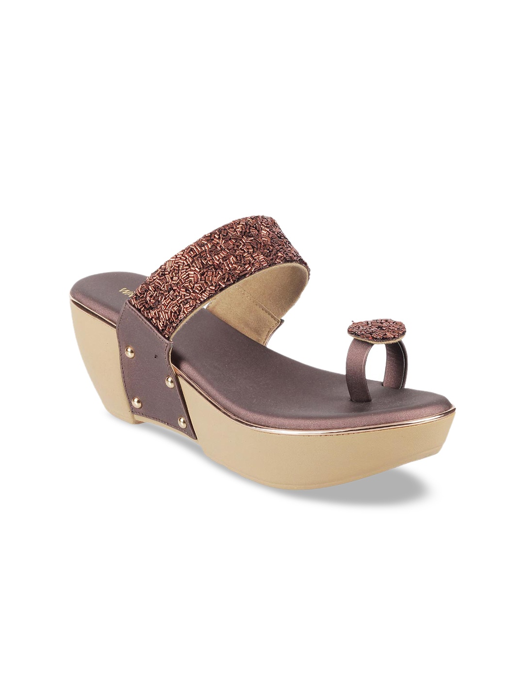 

WALKWAY by Metro Women Bronze-Toned Textured Heels