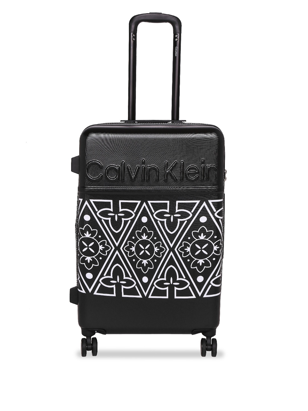 

Calvin Klein Black Printed Freedom Rider Hard-Sided Medium Trolley Suitcase