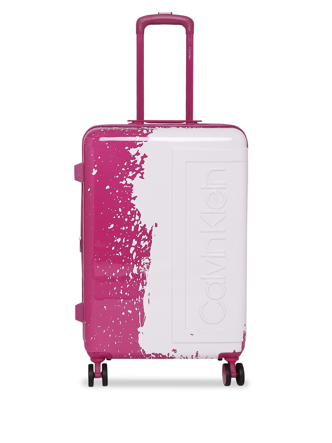 

Calvin Klein Pink Textured The Factory Hard-Sided Cabin Trolley Suitcase