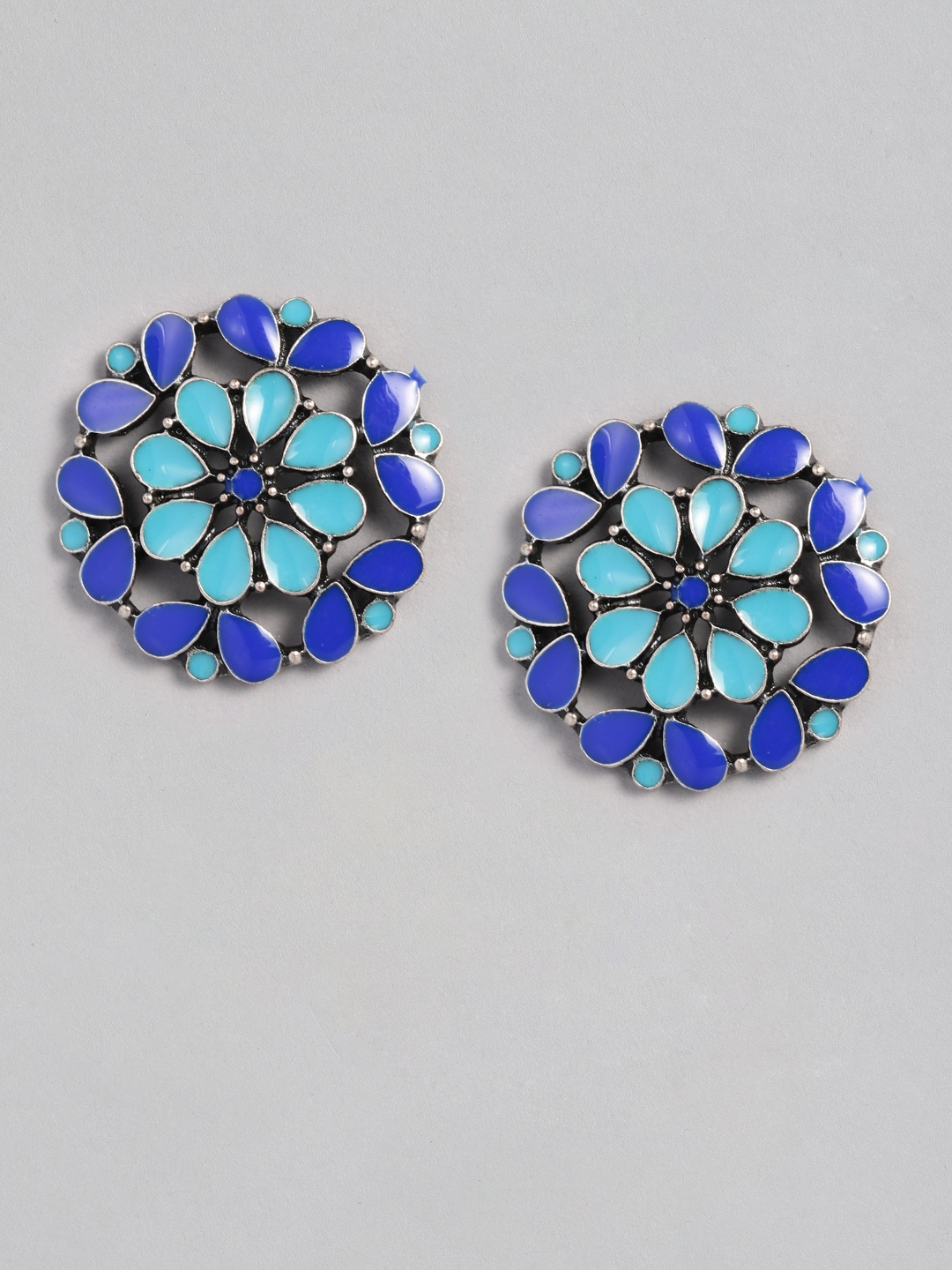 

justpeachy Blue Enamelled Floral Studs