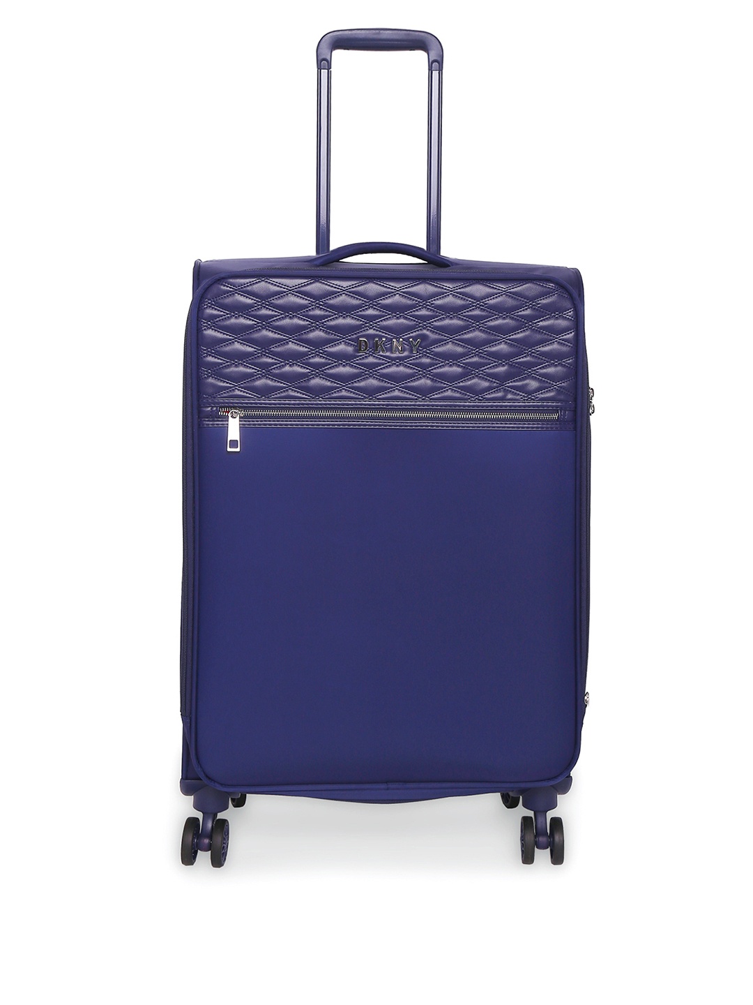 

DKNY Navy Blue Solid Quilted Soft Soft-Sided Medium Trolley Suitcase